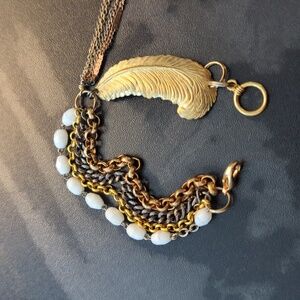 Multi Strand Gold Feather Bracelet